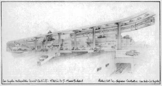 1954 monorail proposal rendering