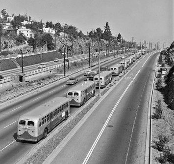 Pacific Electric bus caravan