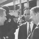 California Governor Wilson & SCRTD General Manager Alan Pegg discuss use of Division 5 as the Emergency Operations Center for approximately 4,500 military and police personnel (Click for more info)