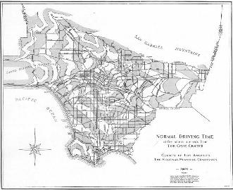 Normal driving time from Civic Center, 1941