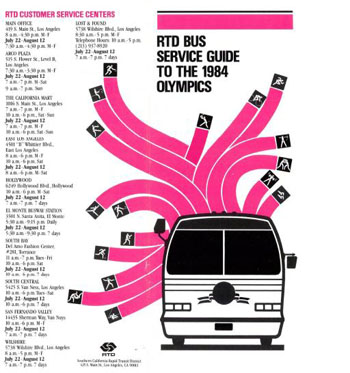 RTD Bus Service Guide to the 1984 Olympics